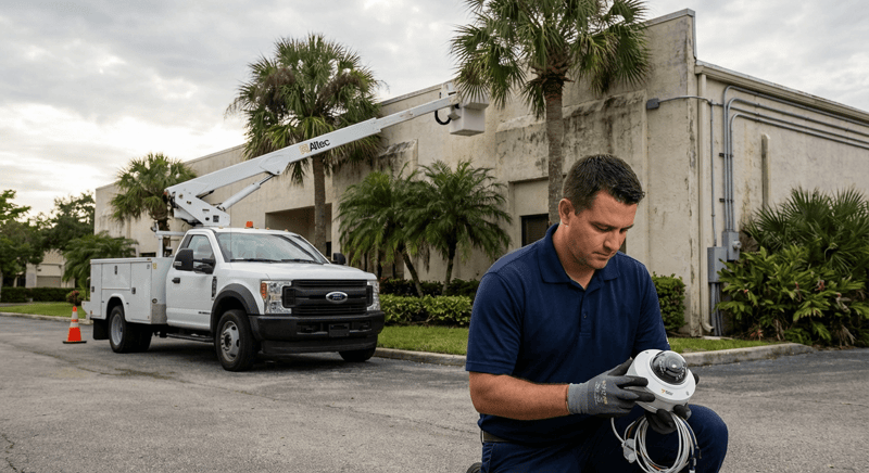 Thunderbolt Networks camera installation with bucket truck
